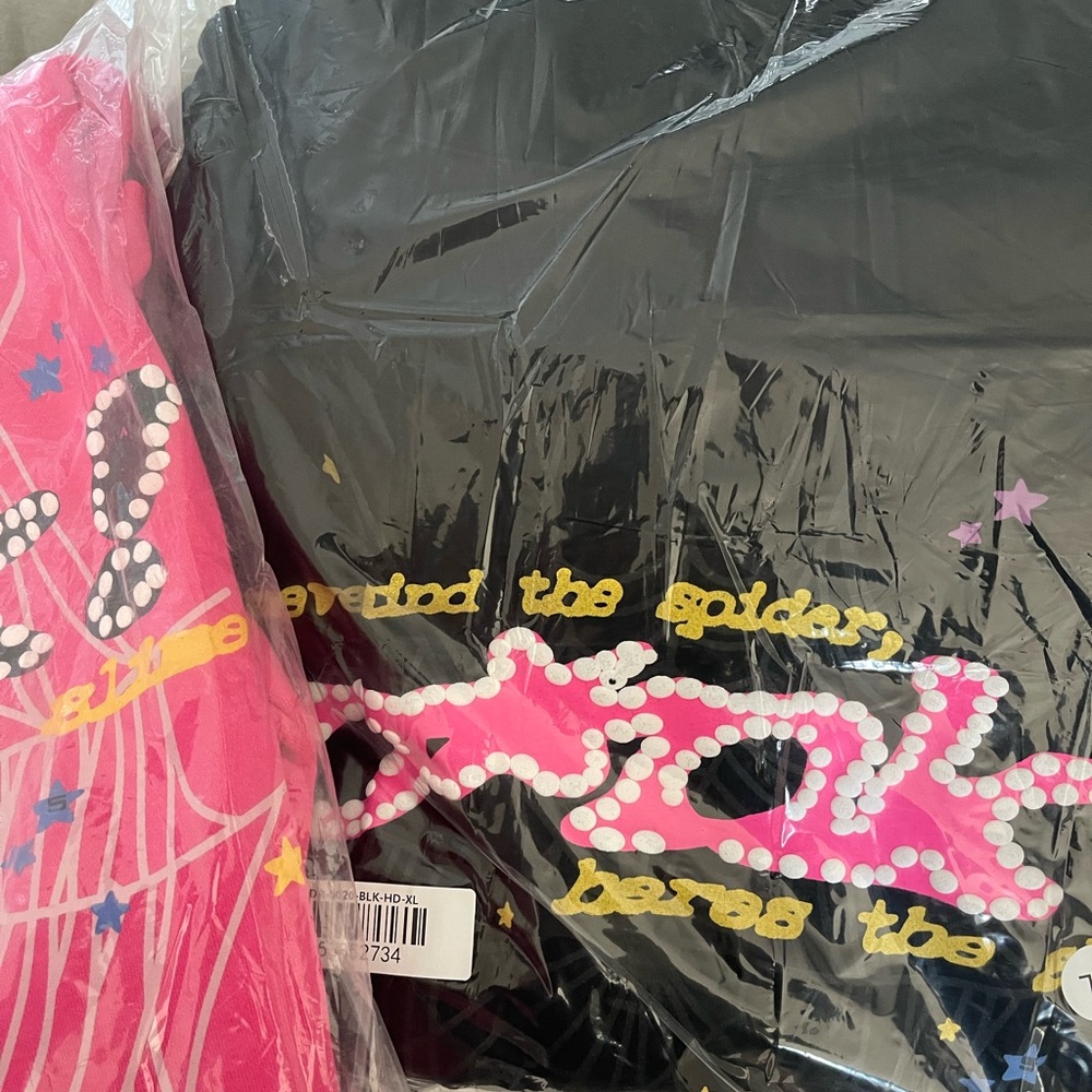 Sp5der pink hoodie brand new black size XL